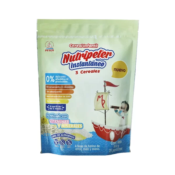 Cereal Infantil NutriPeter 3 Cereales: SIN SABORIZANTES 500 gramos